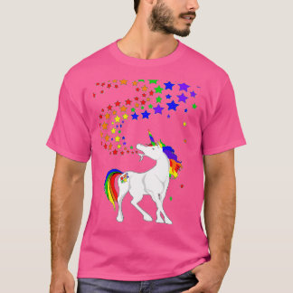 Camiseta Orgulho gay Unicorn Spewing Rainbows Stars