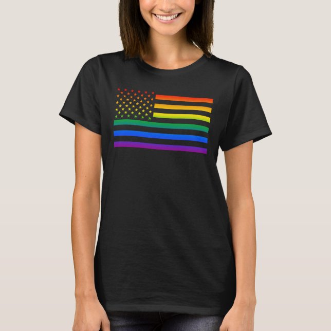 Camiseta Orgulho Gaytriótico do Arco-íris dos EUA (Frente)