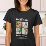 Camiseta Orgulho GRANDMA Personalização Moderna 4 Graduação<br><div class="desc">Parabéns na formatura do seu neto! Como vovó orgulhosa, você merece mostrar seu amor e apoio com uma camiseta personalizada. Este design retro-moderno apresenta uma coleção de fotos que mostra quatro das suas memórias favoritas com o seu formando. Quer seja do segundo grau, da faculdade ou da universidade, esta camisa...</div>