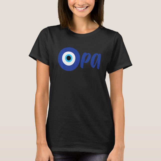 Camiseta Orgulho Grego Engraçado OPA Mau Eye Hellas Grécia  (Frente)
