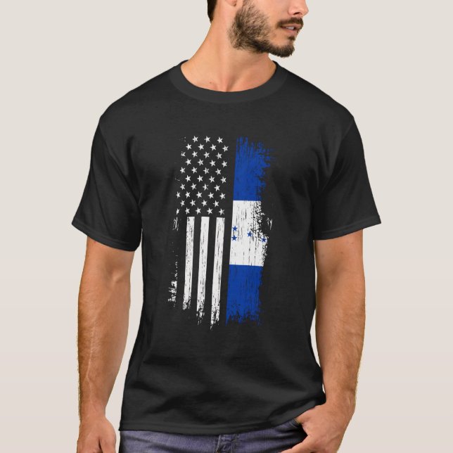 Camiseta Orgulho Honduras Usa Bandeira Americana Hondurenha (Frente)