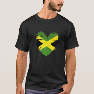 Camiseta Orgulho jamaicano de bandeira jamaicana do Coração