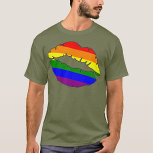 Camiseta Orgulho Lábios Rainbow Queen LGBT Drag Prie