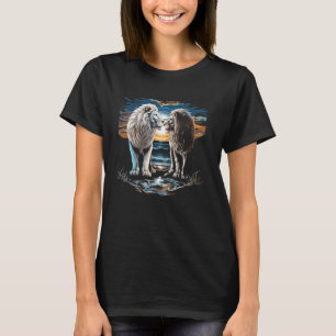 Camiseta Orgulho Leão Pôr do Sol Praia Vida Selvagem Safari