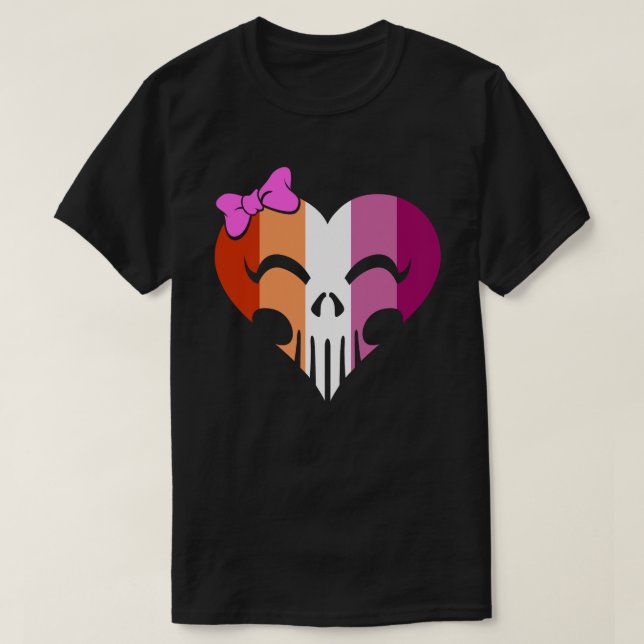 Camiseta Orgulho Lésbica Skully Unisex (Frente do Design)