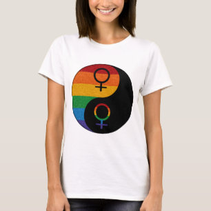Camiseta Orgulho lésbica Yin e Yang