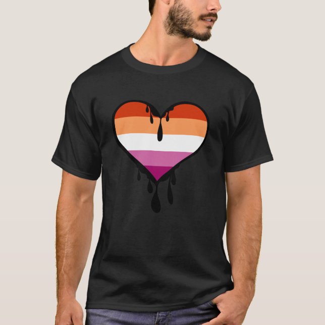 Camiseta Orgulho Lésbico Derrubando Coração (Frente)