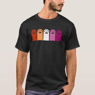 Camiseta Orgulho Lésbico Pegadas de Pata de Gato Fofo Amant