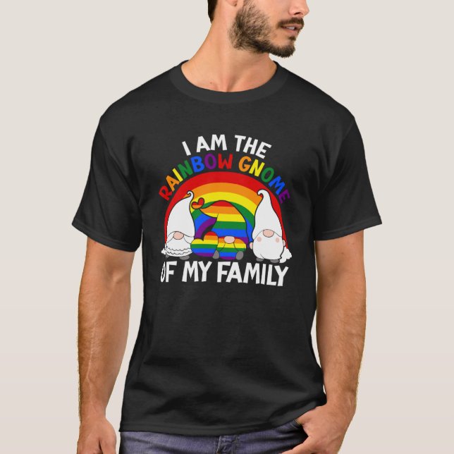 Camiseta Orgulho LGBT Arco-íris Eu sou o Gnome Arco-íris da (Frente)