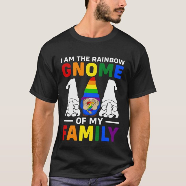 Camiseta Orgulho LGBT Arco-Íris Eu sou o Gnomo Arco-Íris do (Frente)