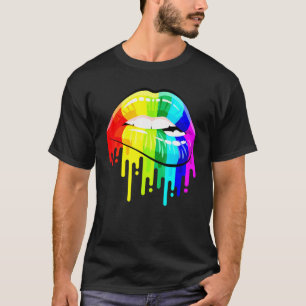 Camiseta Orgulho LGBT Arco-íris LGBT Lábios Gai Homossexual