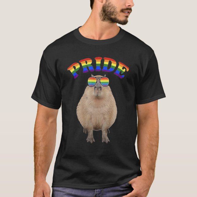 Camiseta Orgulho LGBT de Capybara Pride Rainbow (Frente)
