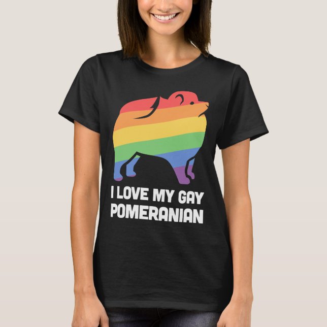 Camiseta Orgulho Lgbt de Gay de Cães Funny da Pomerânia (Frente)