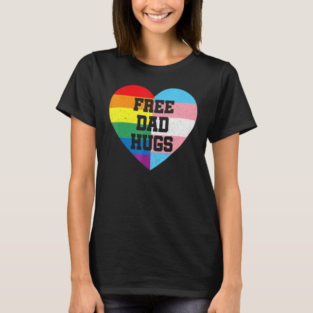 Camiseta Orgulho Lgbt De Hugs De Pai Gratuito Mês 2022 Lgbt (Frente)