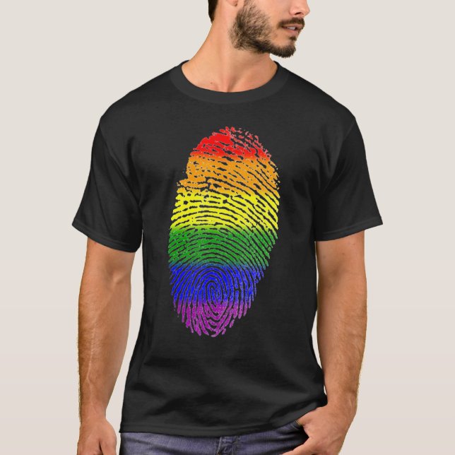 Camiseta Orgulho Lgbt De Impressão Digital De Sinalizador L (Frente)