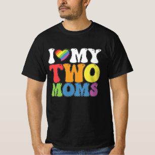Camiseta Orgulho LGBT Eu Amo as Minhas Duas Mães Gays Lésbi