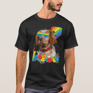 Camiseta Orgulho Lgbt Gay Brittany Spaniel Dog Pride Flag R
