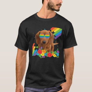 Camiseta Orgulho LGBT Gay Dachshund Dog Prim Sinalizador Ra