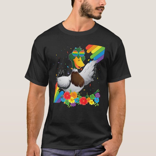 Camiseta Orgulho Lgbt Gay Duck Prim Sinalizador Rainbow Lgb (Frente)