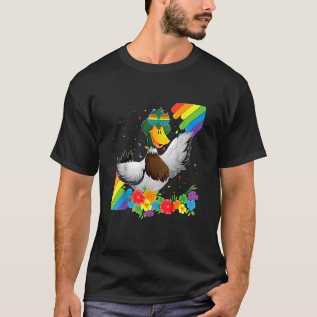 Camiseta Orgulho Lgbt Gay Duck Prim Sinalizador Rainbow Lgb (Frente)