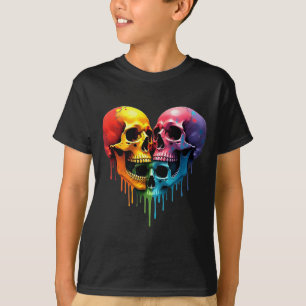 Camiseta Orgulho Lgbt Halloween Horror Esqueleto Crânio Arc