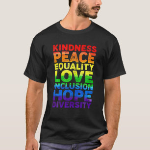 Camiseta Orgulho LGBT Igualdade de Paz Inclusão de Amor