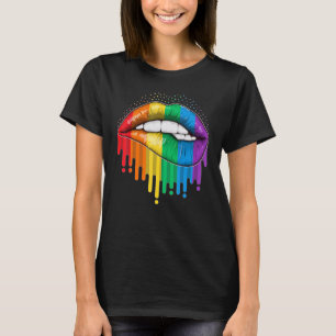 Camiseta Orgulho LGBT Lábios Arco-íris Gay Lésbica Bissexua