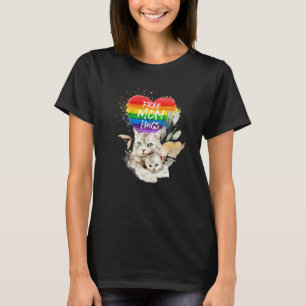 Camiseta Orgulho LGBT Mãe Gata e Gatinho Abraços de Mãe Grá