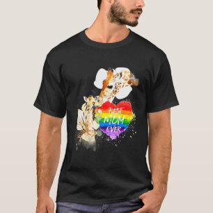 Camiseta Orgulho Lgbt Mama Giraffe Rainbow Melhor Mãe Algu