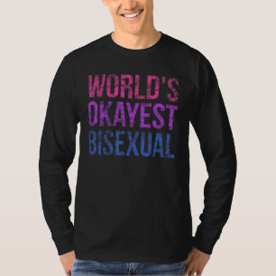 Camiseta Orgulho LGBT Mundos Okayest Bisexual Rainbow Flag 