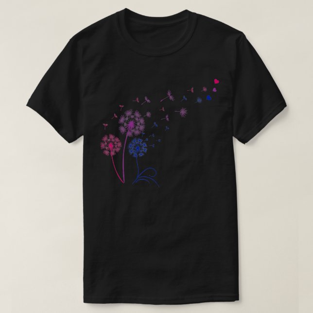 Camiseta Orgulho LGBT Rainbo Sutil Bissexual Dandelion Flor (Frente do Design)