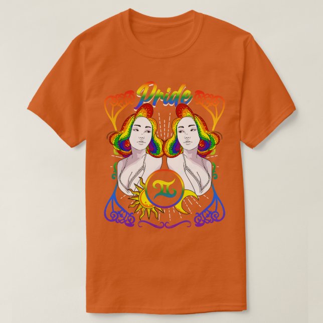 Camiseta Orgulho LGBTQ do Zodiac Gemini (Frente do Design)