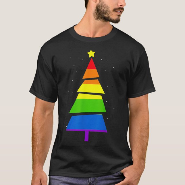 Camiseta Orgulho LGBTQ Gay Árvore de Natal XMas G (Frente)