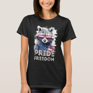 Camiseta Orgulho Liberdade Raccoon Gênero Fluido Óculos de 