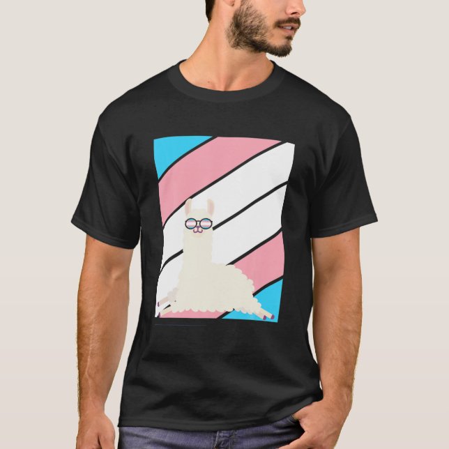 Camiseta Orgulho Llama Transgênero Flag LGBTQ Orgulho Ally (Frente)