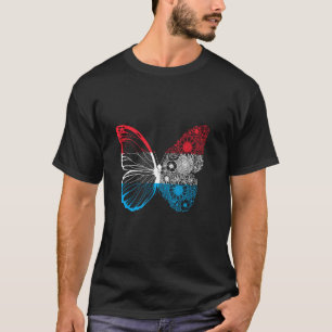 Camiseta Orgulho Luxemburguês Borboleta Bandeira Luxemburgu