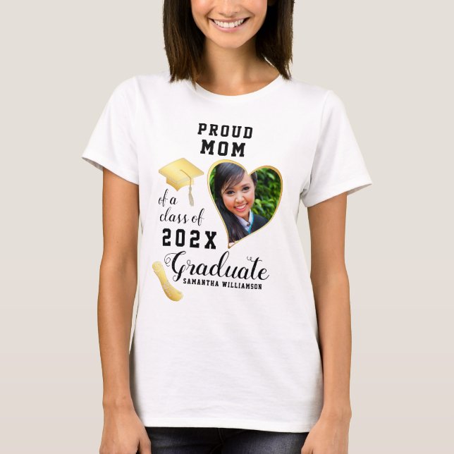 Camiseta Orgulho Mãe Classe de Graduação Personalizada de F (Frente)