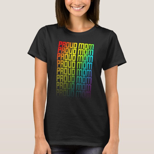Camiseta Orgulho Mãe Lgbtq+ Orgulho gay do Arco-Íris Texto  (Frente)