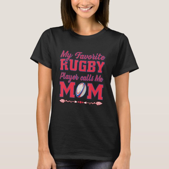 Camiseta Orgulho Mãe Rugby Mãe Meu Jogador De Rugby Favorit (Frente)