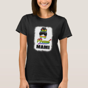 Camiseta Orgulho Mami Messy Bun Lgbt Sinalizador Arco-Íris 