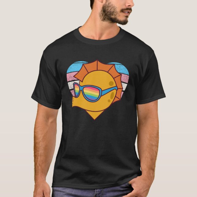 Camiseta Orgulho marinho Cinto Sinal Trans Bandeira Arco-Ír (Frente)