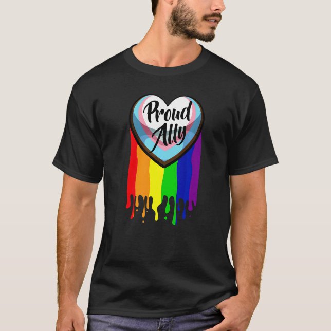 Camiseta Orgulho Mês Lgbtq Derramando Orgulho Ally Progress (Frente)