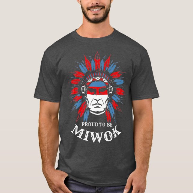 Camiseta Orgulho Miwok Prêmio Americano Nativo (Frente)