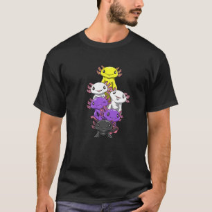Camiseta Orgulho Não-Binário E Pilha Axolotl Do Genderqueer