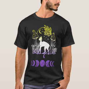 Camiseta Orgulho Não Binário LGBTQ Sutil Gato Fase Lunar Co