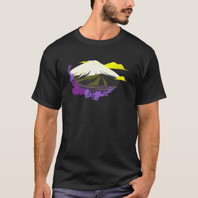 Camiseta Orgulho não binário Onda Japonesa LGBTQ NB Art LGB (Frente)