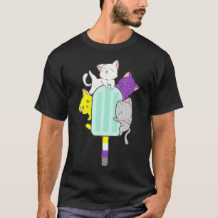 Camiseta Orgulho Não-Binário Pan Cat Kawaii LGBTQ Não-Binár