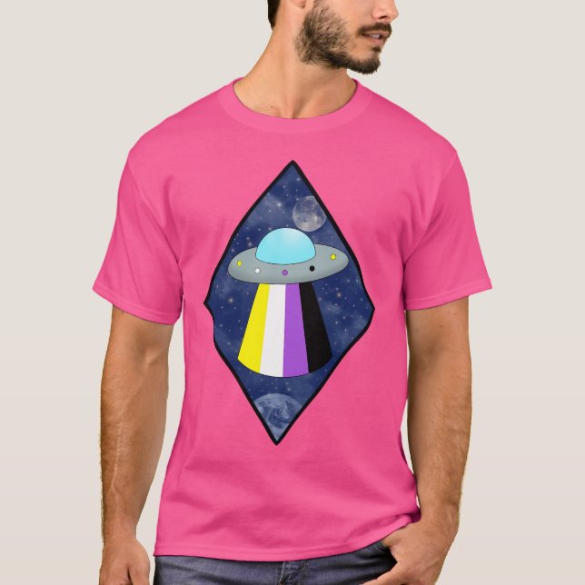 Camiseta Orgulho Não Binário Ufo Clássico (Frente)