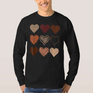 Camiseta Orgulho Negro Melanina Corações de Tonalidade