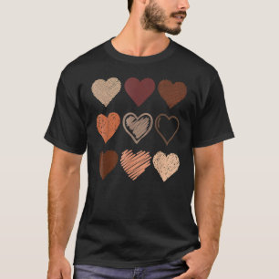 Camiseta Orgulho Negro Melanina Corações de Tonalidade